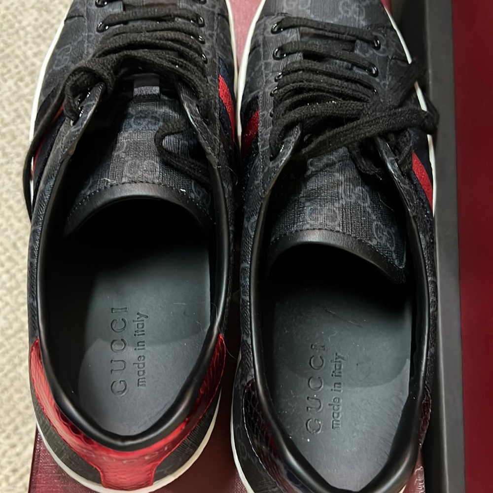 Gucci size 11 only worn one time. Comes with box, tags and shoe bags.
